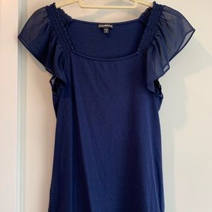 EXPRESS Blue Flutter Shoulder Top